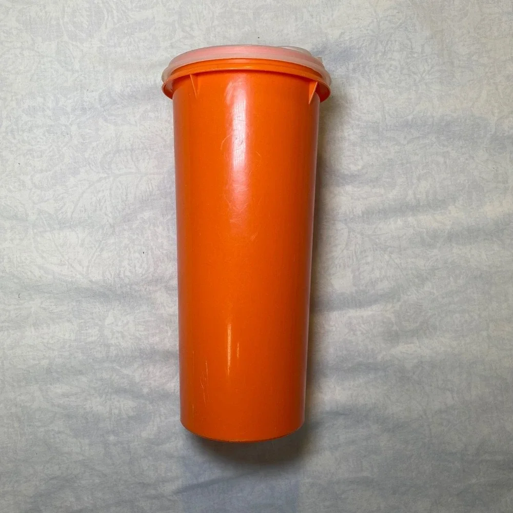 Vintage Tupperware Orange Tall Tumbler Juice Shaker 262-9 w/ Flip Top Lid 603-3